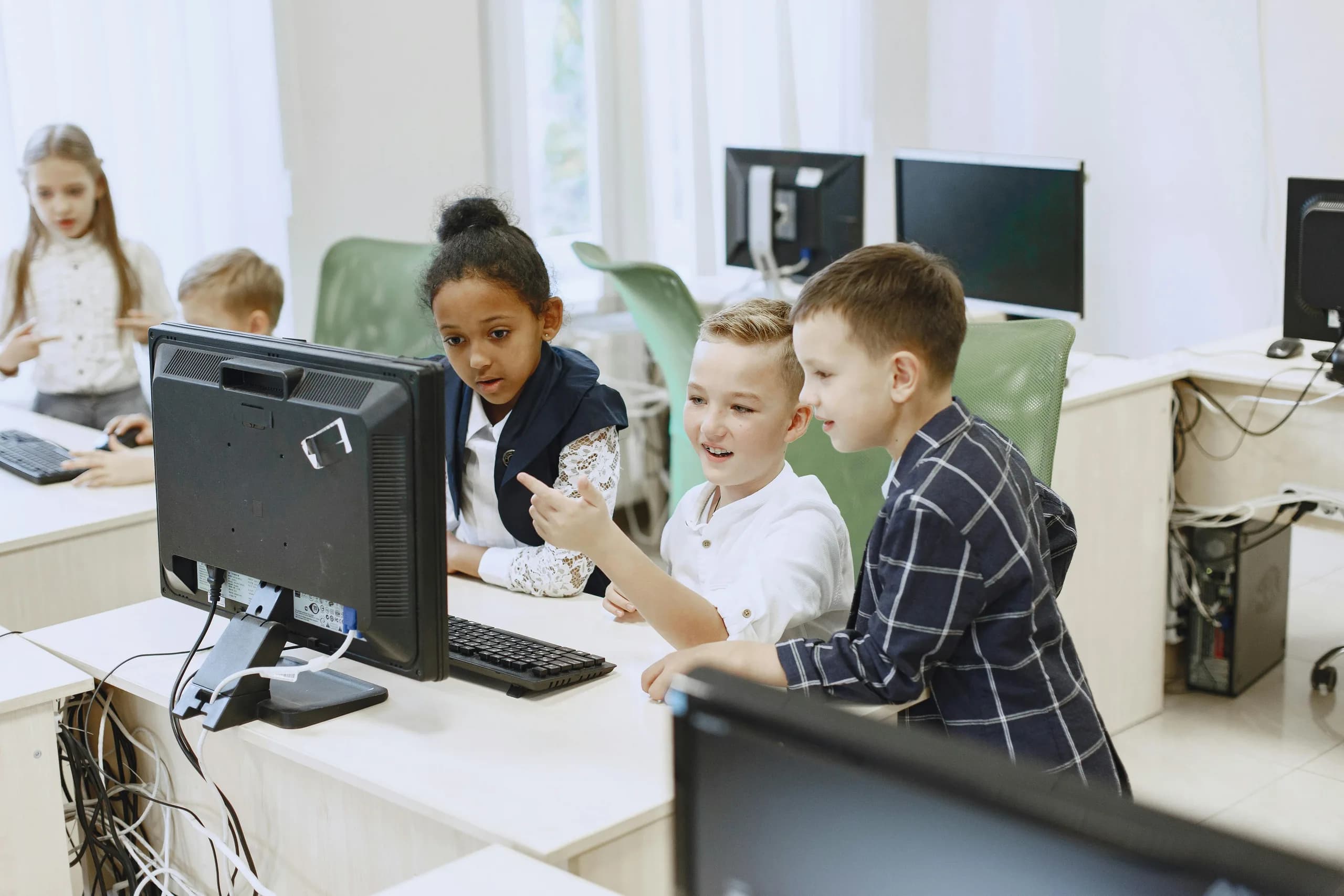 Students working in a school computer lab